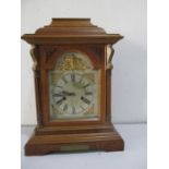 Oak chiming bracket clock with silvered dial A/F