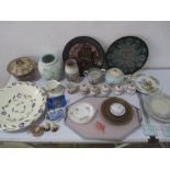 A collection of various pottery and china, including Poole Pottery, Denby, Torquay salt & pepper