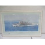A limited edition framed coloured print of the H.M.S. Ark Royal, entitled "The Ark, Turning Into