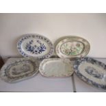 A collection of five large meat plates including Mintons Indian Tree, Worchester etc