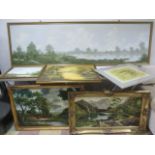 A collection of oil paintings including artist B Calrow, G.Yelland-Bullock etc, along with an