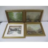 Three small framed oil paintings of badgers at dusk by G.Yelland-Bullock, along with a framed