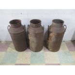 Three vintage milk churns - no lids