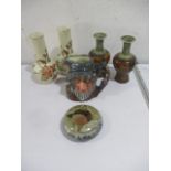A small collection of Royal Doulton including a pair of vases (one chipped), a Rip Van Winkle