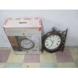 A boxed doubled sided Greenwich Station clock & thermometer