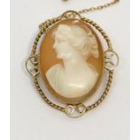 A cameo brooch set in a 9ct gold mount