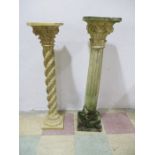 Two decorative garden plinths one resin and one concrete