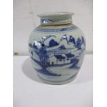 A 19th Century Chinese blue and white ginger jar with lid