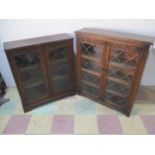 Two twin door bookcases with leaded glass doors