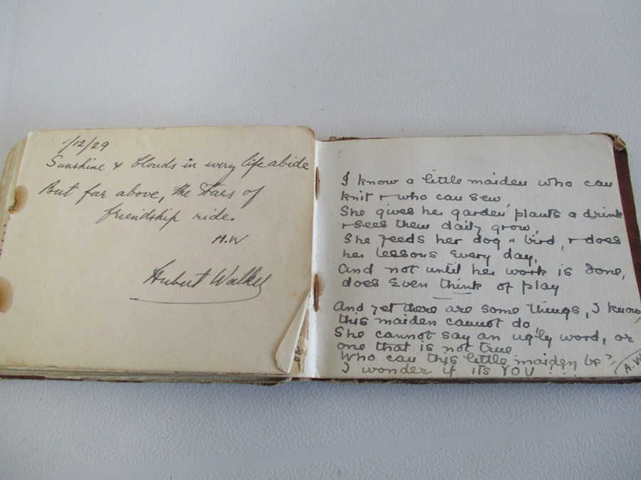 A vintage autograph book circa 1930 with various drawings, poems etc. - Image 25 of 29