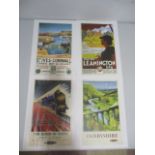 A collection of four reproduction prints of British Railways and GWR posters