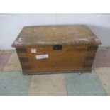 A Victorian metal bound trunk with some original paint