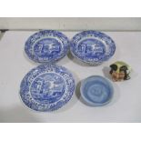 A collection of seven Spode Blue Italian bowls, along with small Royal Doulton character jug (Capt