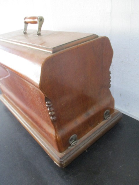 A collection of various items including a cased sewing machine (locked no key), bed warmer, pair - Image 7 of 15