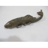 A Japanese bronze figure koi carp - length 29cm