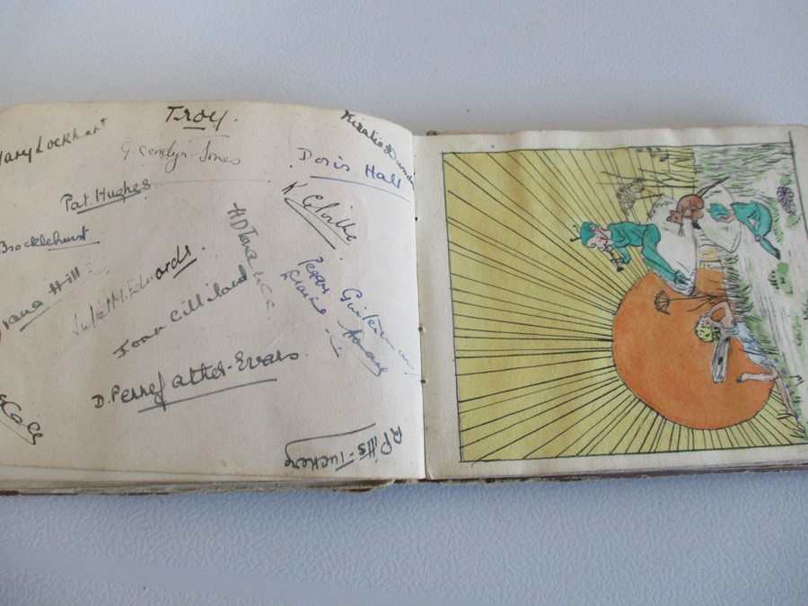 A vintage autograph book circa 1930 with various drawings, poems etc. - Image 21 of 29