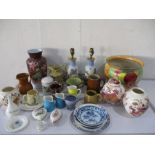 A collection of various china including Sadler, Royal Doulton, Mason's, Wedgwood, Portmeirion etc
