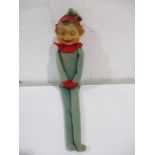 A vintage Elf figure with felt body, 30cm height