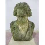 A concrete bust of Beethoven, height approx. 48cm
