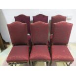 A set of six Harlequin high back upholstered dining chairs