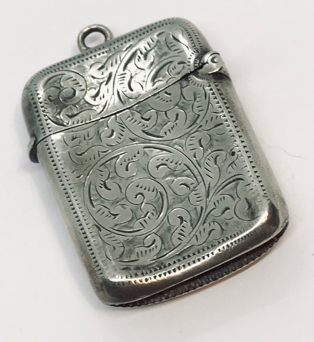 A hallmarked silver vesta case