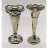 Two hallmarked silver trumpet vases