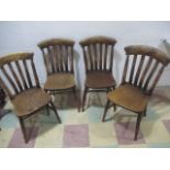 A set of four country slat back chairs