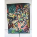 A large oil painting on canvas entitled "Temptation of St Anthony" by artist Anthony Pilbro - Height