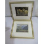 Two small framed oils on canvas by artist Malcolm Mason, one titled "Three Sheep", the other "