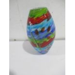 An art glass vase with tulip decoration