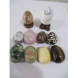 A collection of hardstone eggs