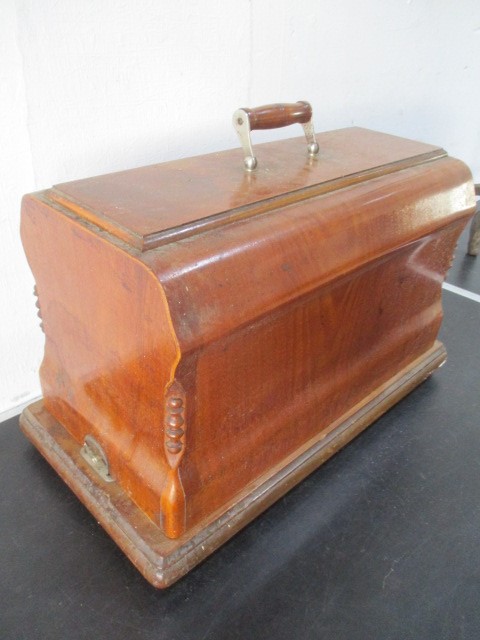 A collection of various items including a cased sewing machine (locked no key), bed warmer, pair - Image 8 of 15