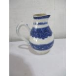 An 18th century blue & white sparrow beak jug, possibly Worcester