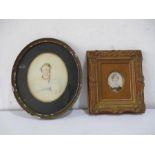 Two antique miniatures of young girls, one painted on and a watercolour