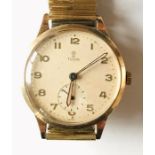 A 9ct gold Tudor (Rolex) gentleman's wristwatch with subsidiary second dial. Inscription to reverse.