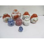 A collection of oriental lidded ginger jars