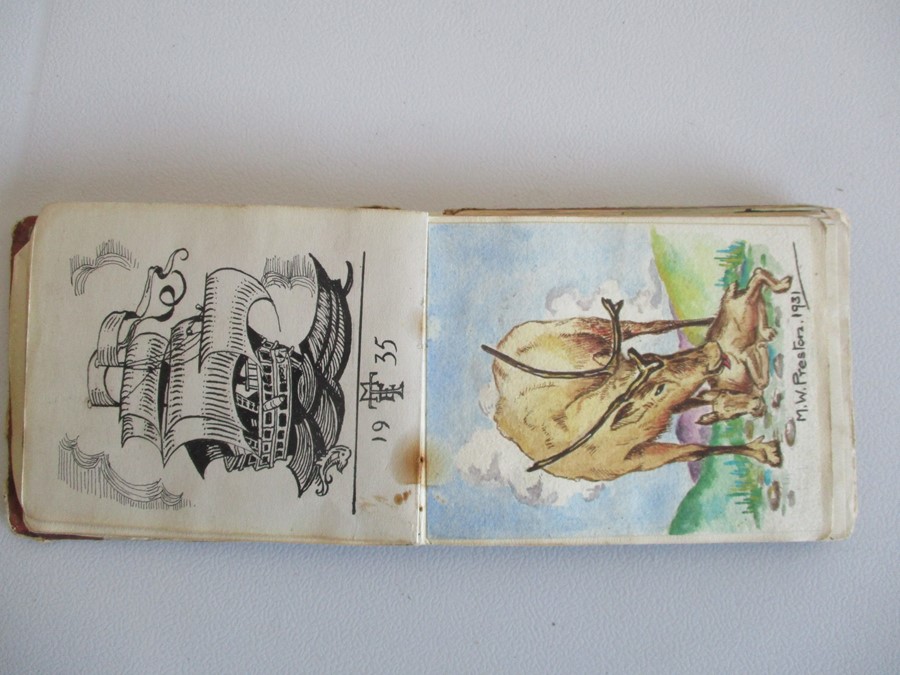 A vintage autograph book circa 1930 with various drawings, poems etc. - Image 12 of 29
