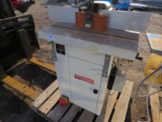 AXMINSTER WHITE AW30S VERTICAL SPINDLE SHAPER, YEAR 2004, 3 PHASE POWERED. ORIGINALLY SOURCED FROM