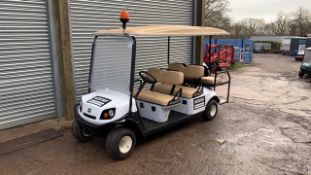 CUSHMAN EZGO SHUTTLE 6 PETROL ENGINED 6 SEATER GOLF / EVENTS BUGGY. YEAR 2017 BUILD. UNKNOWN REC