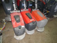 3 X HAKO SCRUBMASTER B12 TYPE FLOOR CLEANERS, NO BATTERIES...CONDITION UNKNOWN This item is being