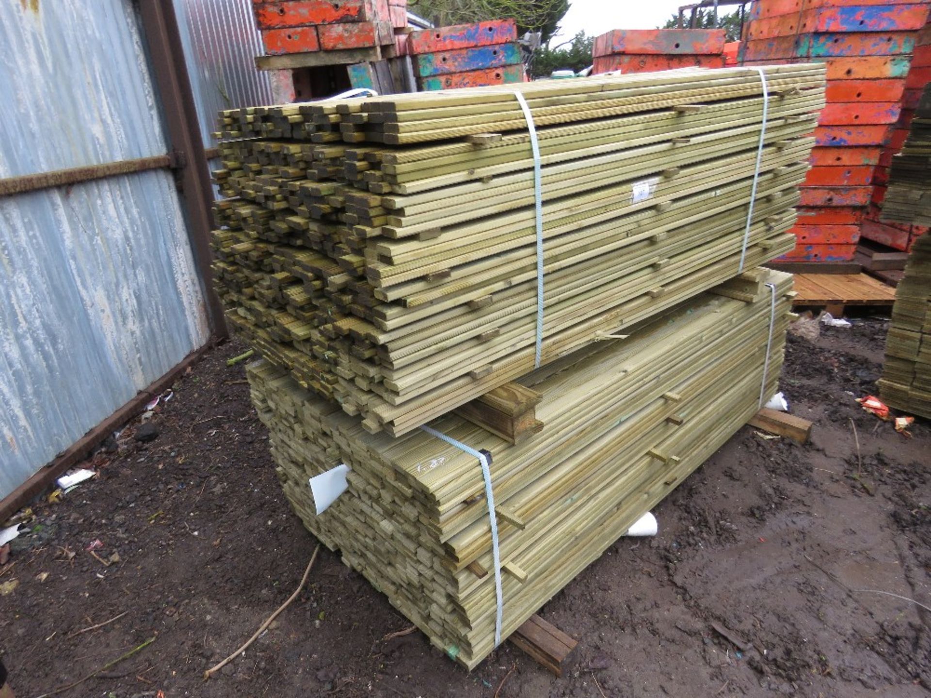 2 LARGE PACKS OF FENCING TIMBER/TRELLIS SLATS 1.83MX5CM APPROX.