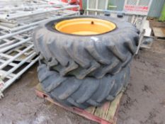 2X 16.9/14-28 AGRICULTURAL WHEELS AND TYRES ON 8 STUD RIMS