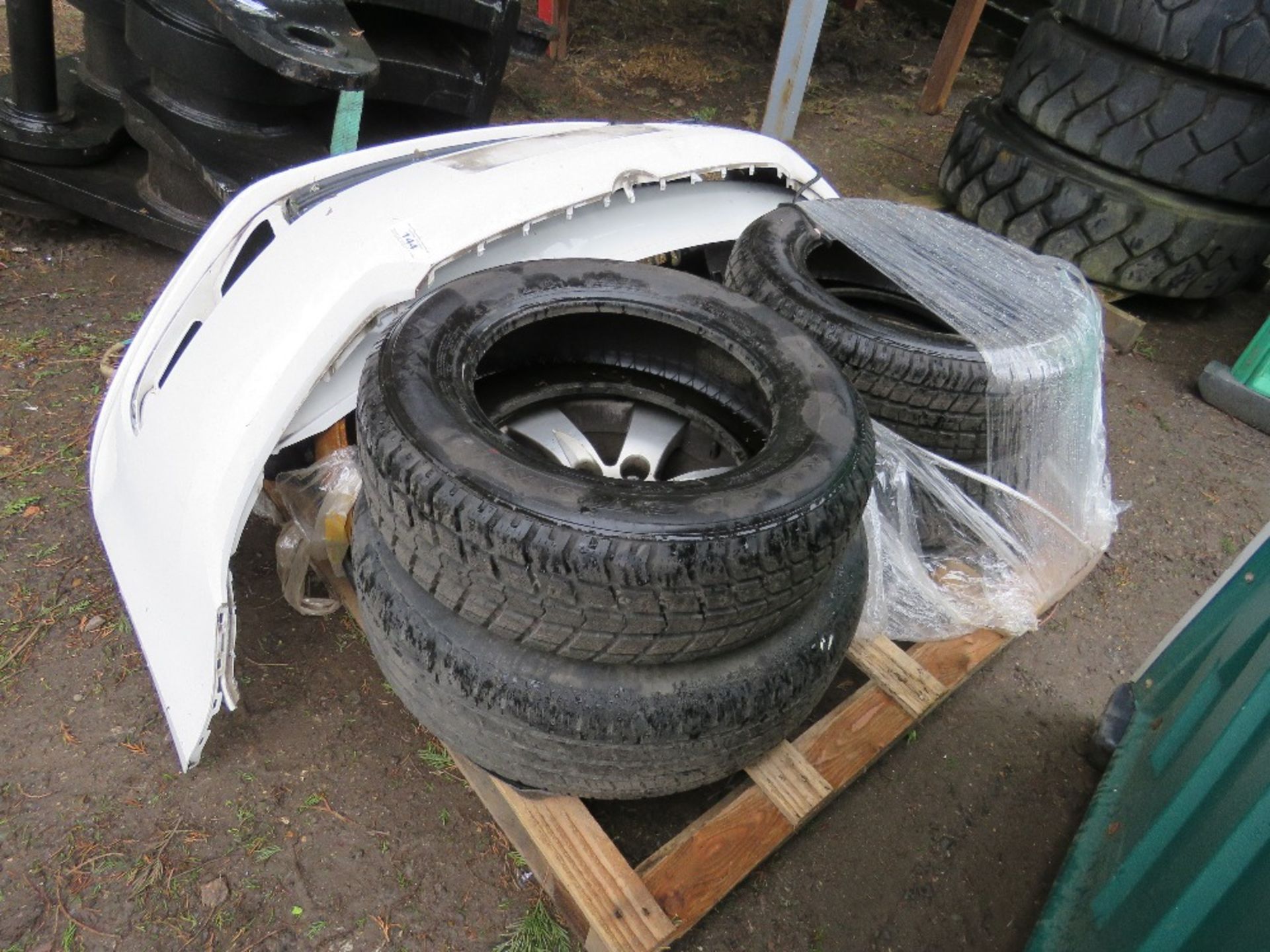 PALLET OF VEHICLE SPARES INCLUDING TYRES, ETC.