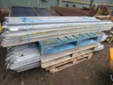 Large qty of palisade fence palings, 1.95m height, 3no. Pallets
