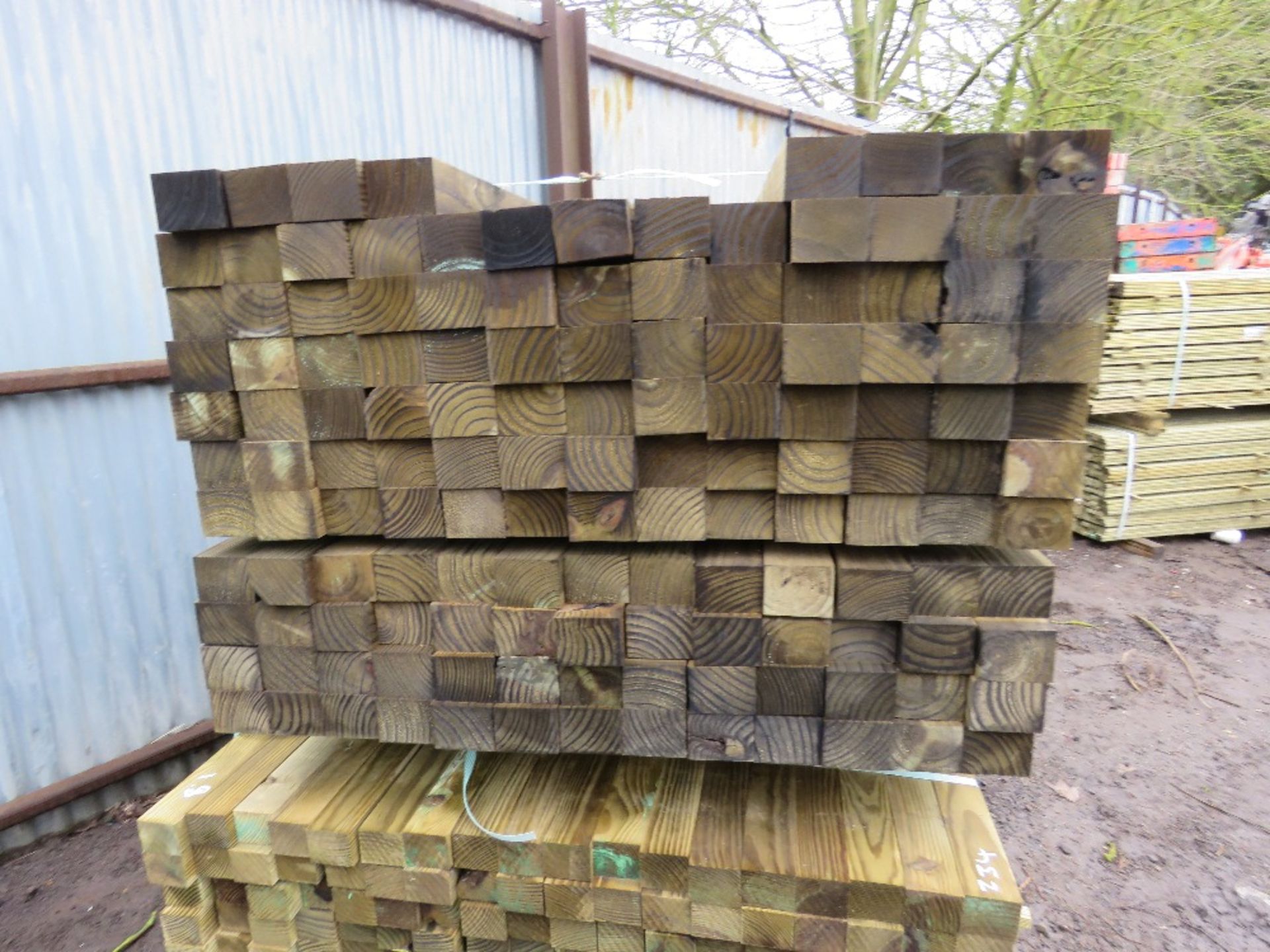 2 LARGE PACKS OF TIMBER POSTS APPROX. 372 1.8MX5.5CM - Image 2 of 3