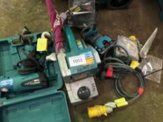 Makita heat gun, belt sander plus 2no. palm sanders