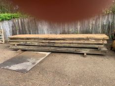 6X TIMBER BOG MATS 5.5M LENGTH APPROX. (8MATS ARE SHOWN IN THE IMAGE BUT THIS LOT ONLY INCLUDES 6)