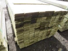 Pack of profiled fence cladding timber, 1.74m length, 10cm x 5mm approx.