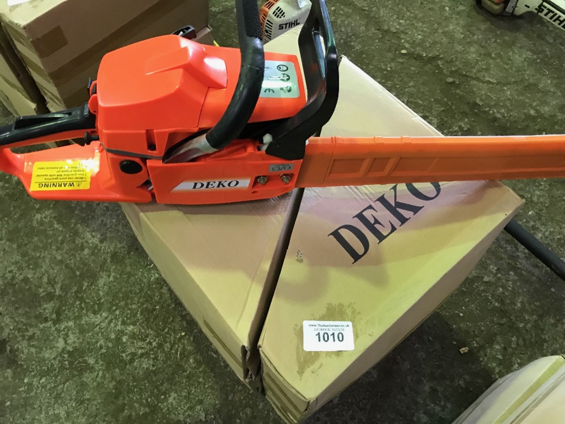 4no. Deko petrol engined chainsaws, boxed