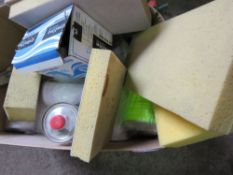 Box of grouting sponges and sundry items